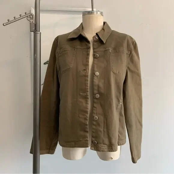 Caslon Y2K Jacket – Green Khaki – Rhinestone Sacred Heart – Size XL - Picture 3 of 8